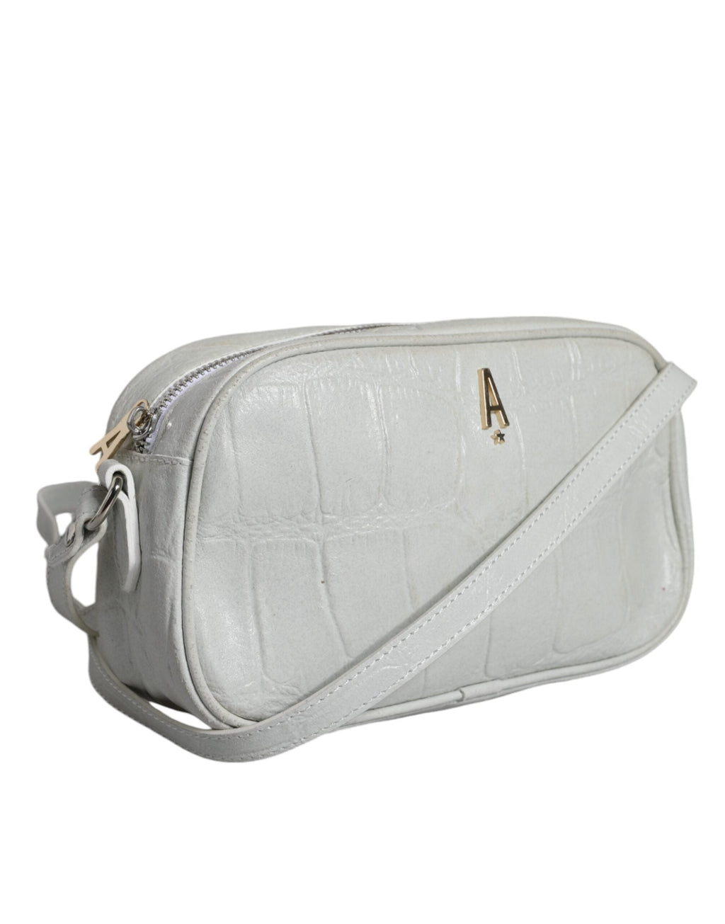 Aniye By White Croc Print Leather Crossbody Sling Women's Bag ( )