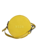 MSGM Yellow Leather Logo Crossbody Sling Shoulder Round Women's Bag ( )
