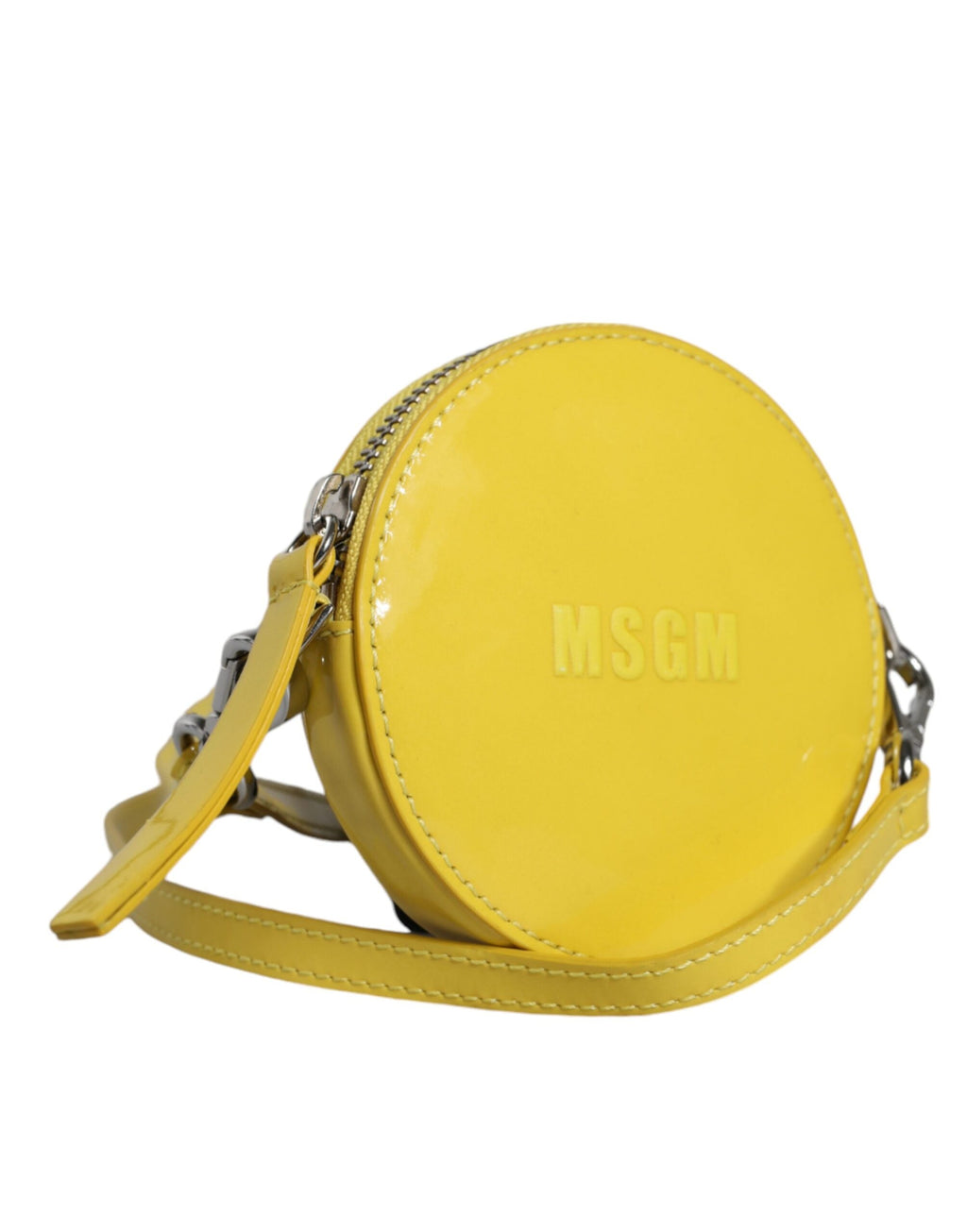 MSGM Yellow Leather Logo Crossbody Sling Shoulder Round Women's Bag ( )