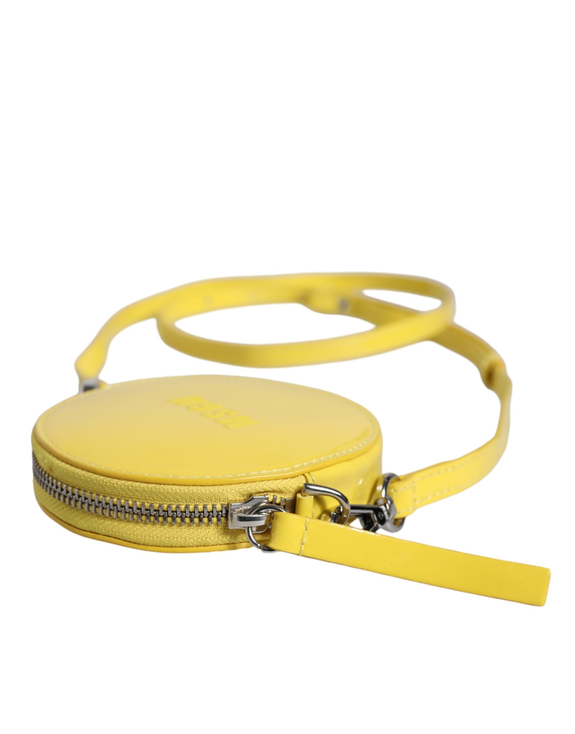 MSGM Yellow Leather Logo Crossbody Sling Shoulder Round Women's Bag ( )