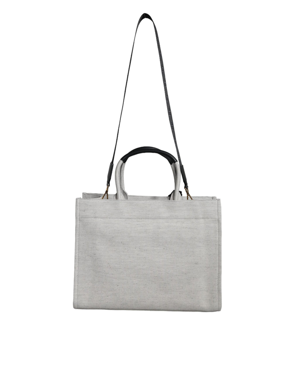 Versace White Top Handle Canvas Leather Logo Crossbody Tote Women's Bag