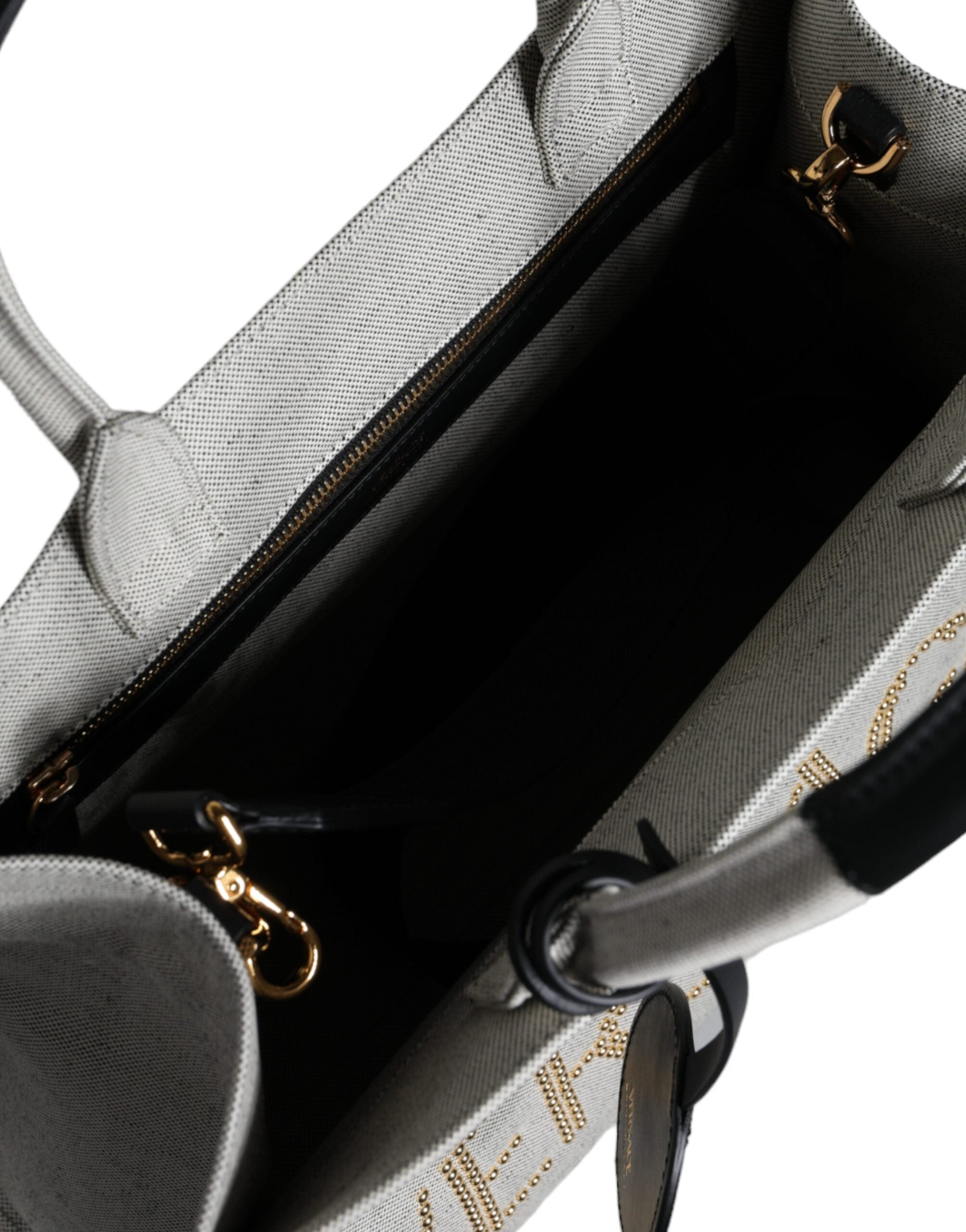 Versace White Top Handle Canvas Leather Logo Crossbody Tote Women's Bag