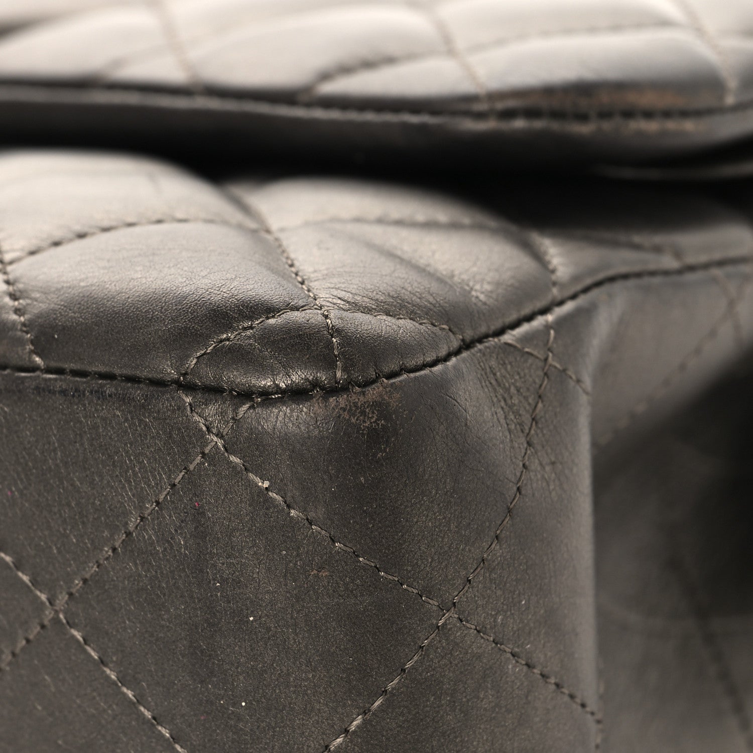 Metallic Lambskin Quilted Jumbo Double Flap Pewter
