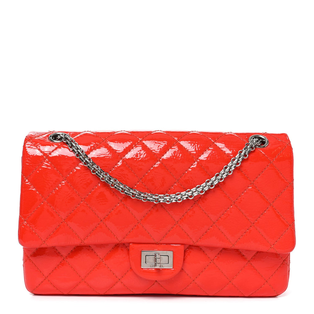 Distressed Patent Quilted 2.55 Reissue Flap Red
