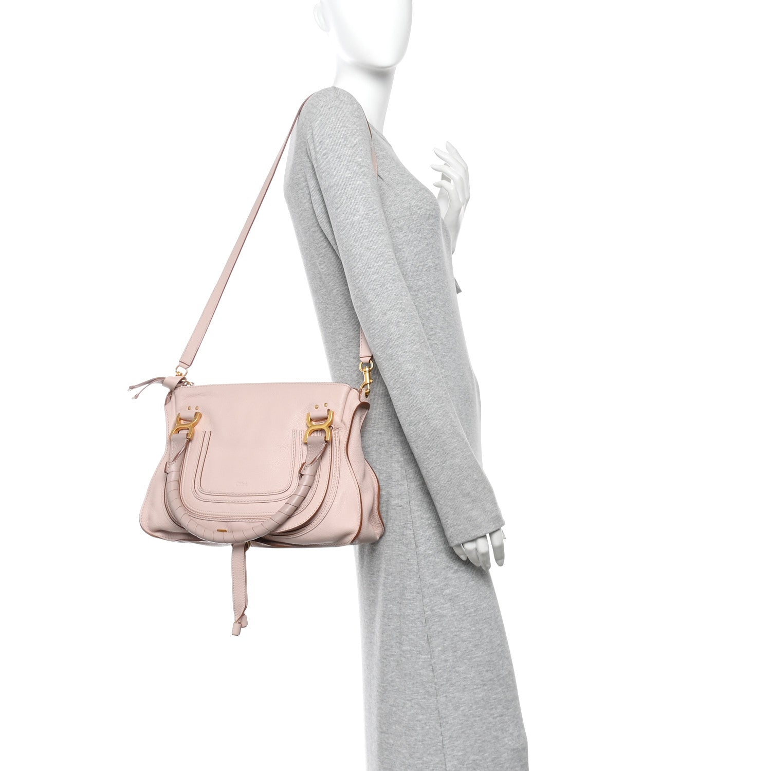 Calfskin Medium Marcie Satchel Nude Pink