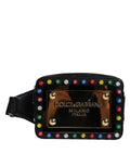 Dolce & Gabbana Black Leather LED Logo Belt Waist Fanny Pack Women's Bag ( )