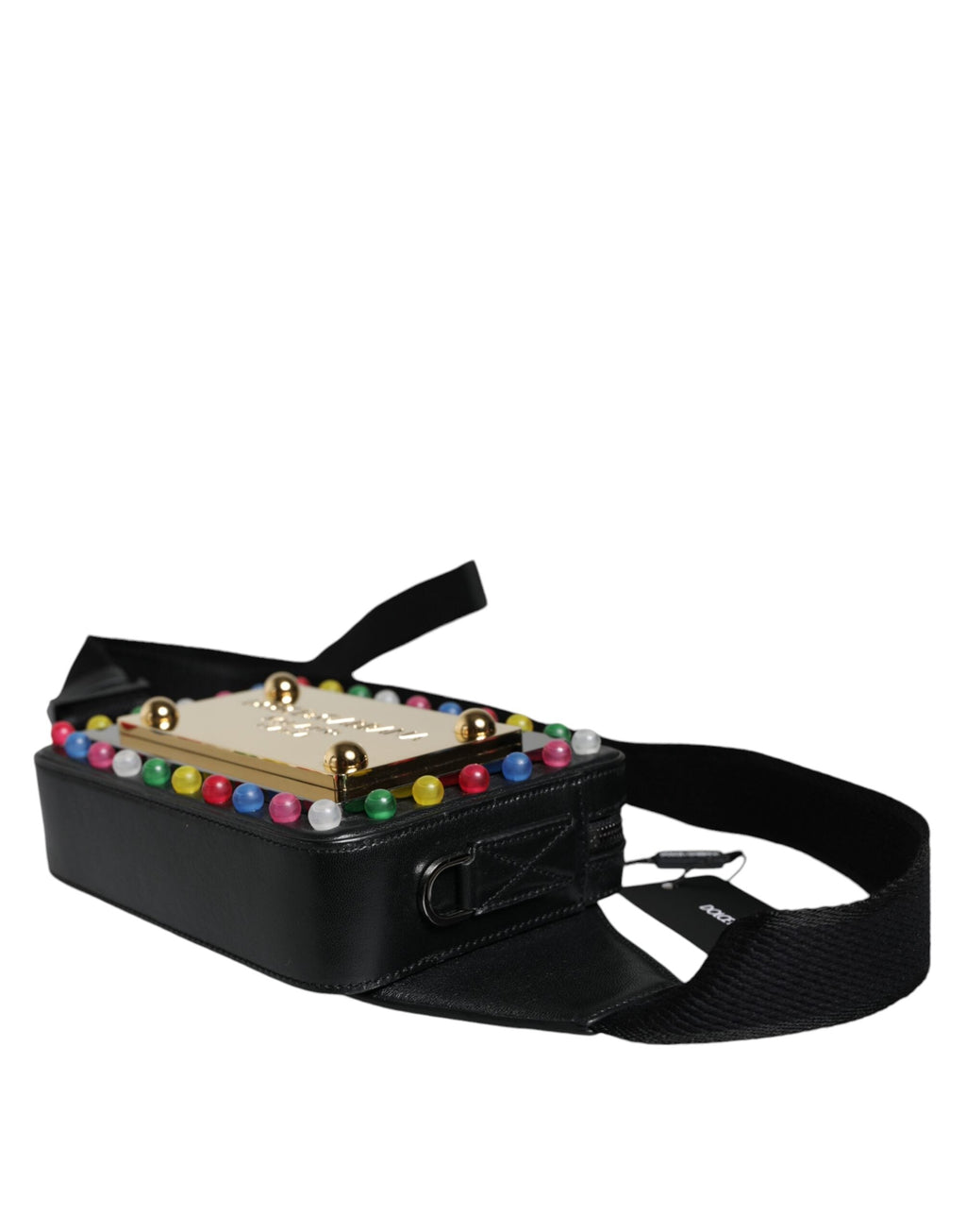 Dolce & Gabbana Black Leather LED Logo Belt Waist Fanny Pack Women's Bag ( )