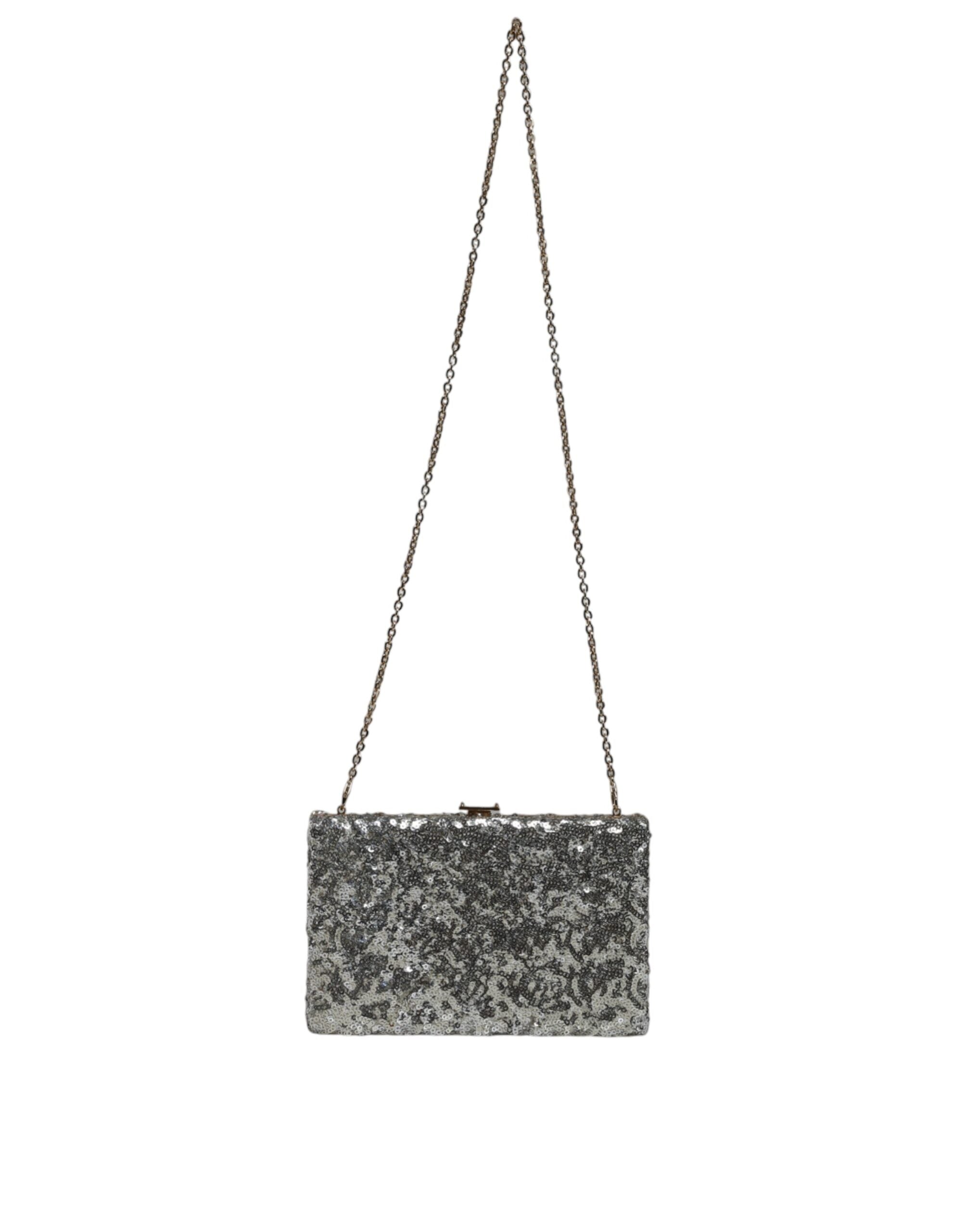 Dolce & Gabbana Silver Sequined Clutch Evening Crossbody Women's Bag ( )
