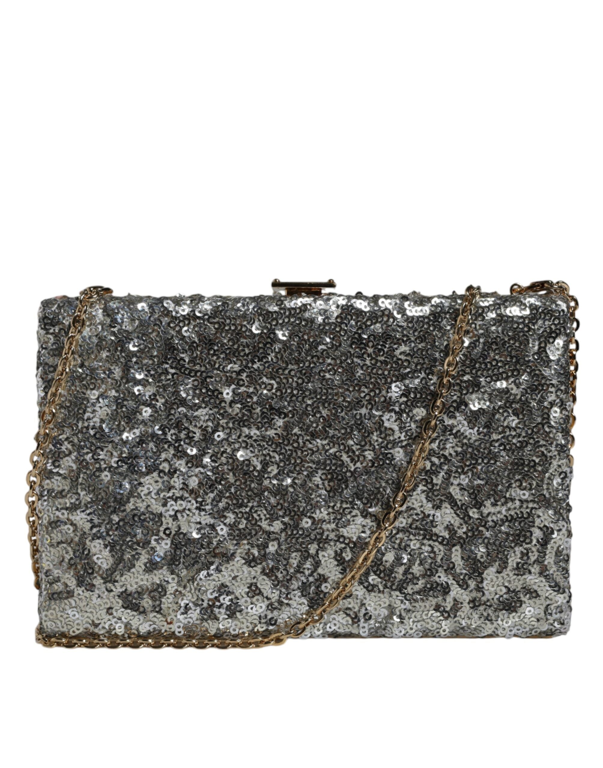 Dolce & Gabbana Silver Sequined Clutch Evening Crossbody Women's Bag ( )