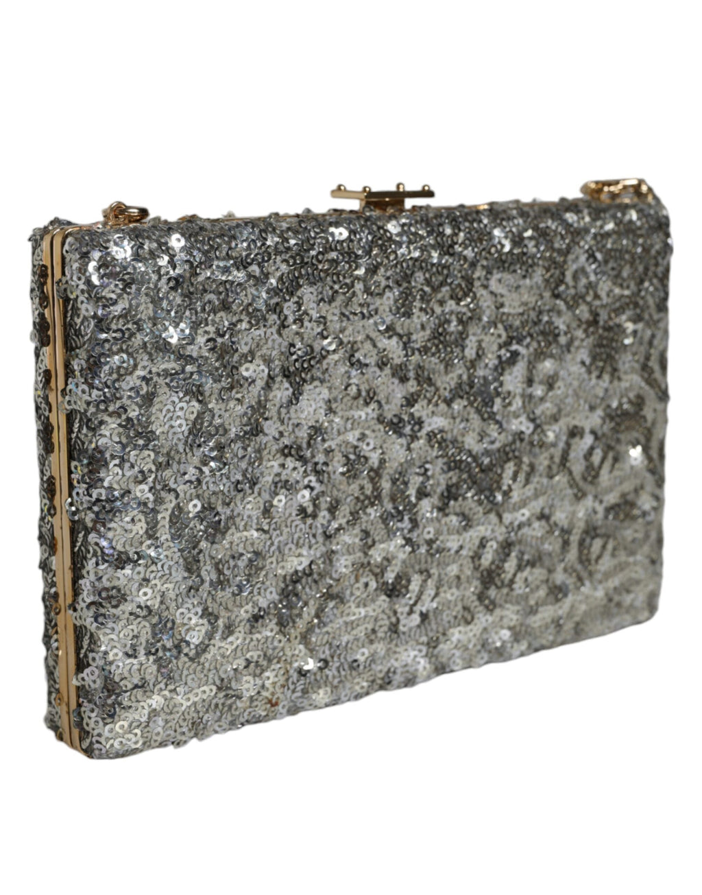 Dolce & Gabbana Silver Sequined Clutch Evening Crossbody Women's Bag ( )