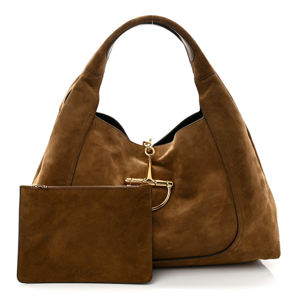 Suede Softbit Maxi Shoulder Bag Brown