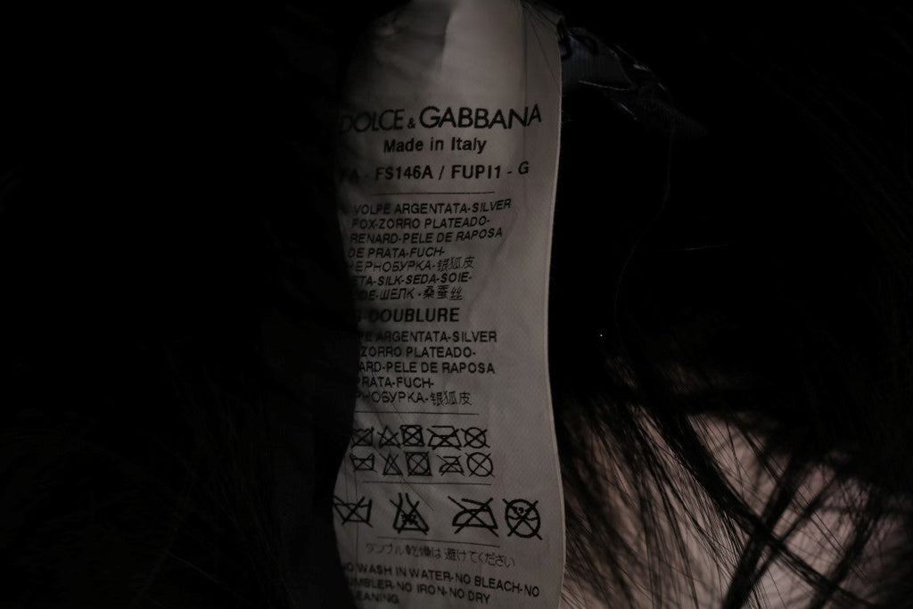 Dolce & Gabbana Black Silver Fox Fur Women's Scarf