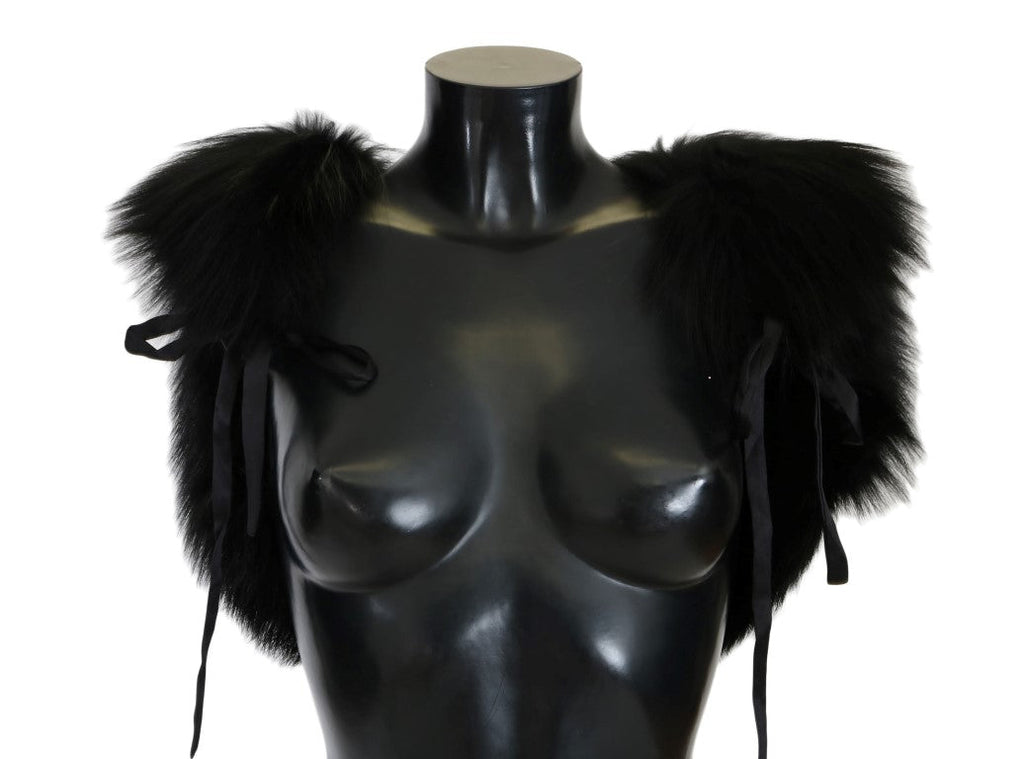 Dolce & Gabbana Black Silver Fox Fur Women's Scarf