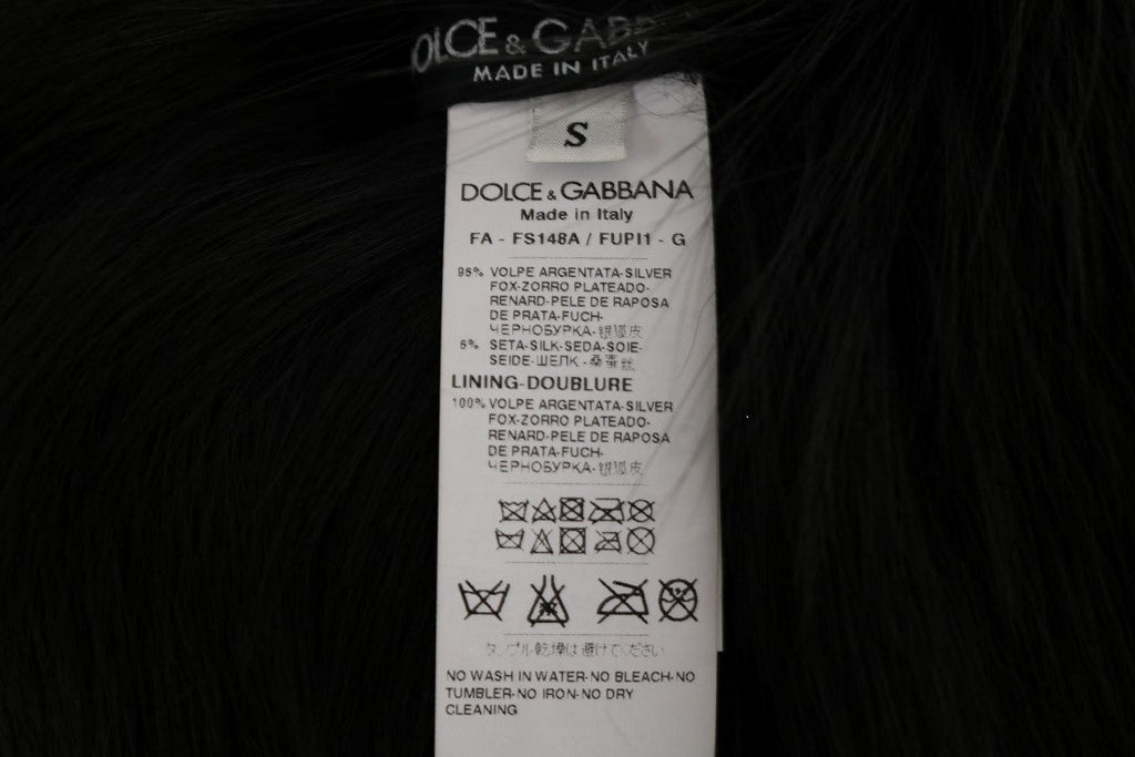 Dolce & Gabbana Black Silver Fox Fur Women's Scarf