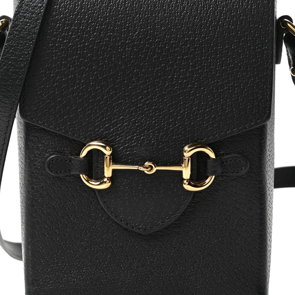 Dollar Calfskin Vertical Horsebit 1955 Crossbody Bag Black