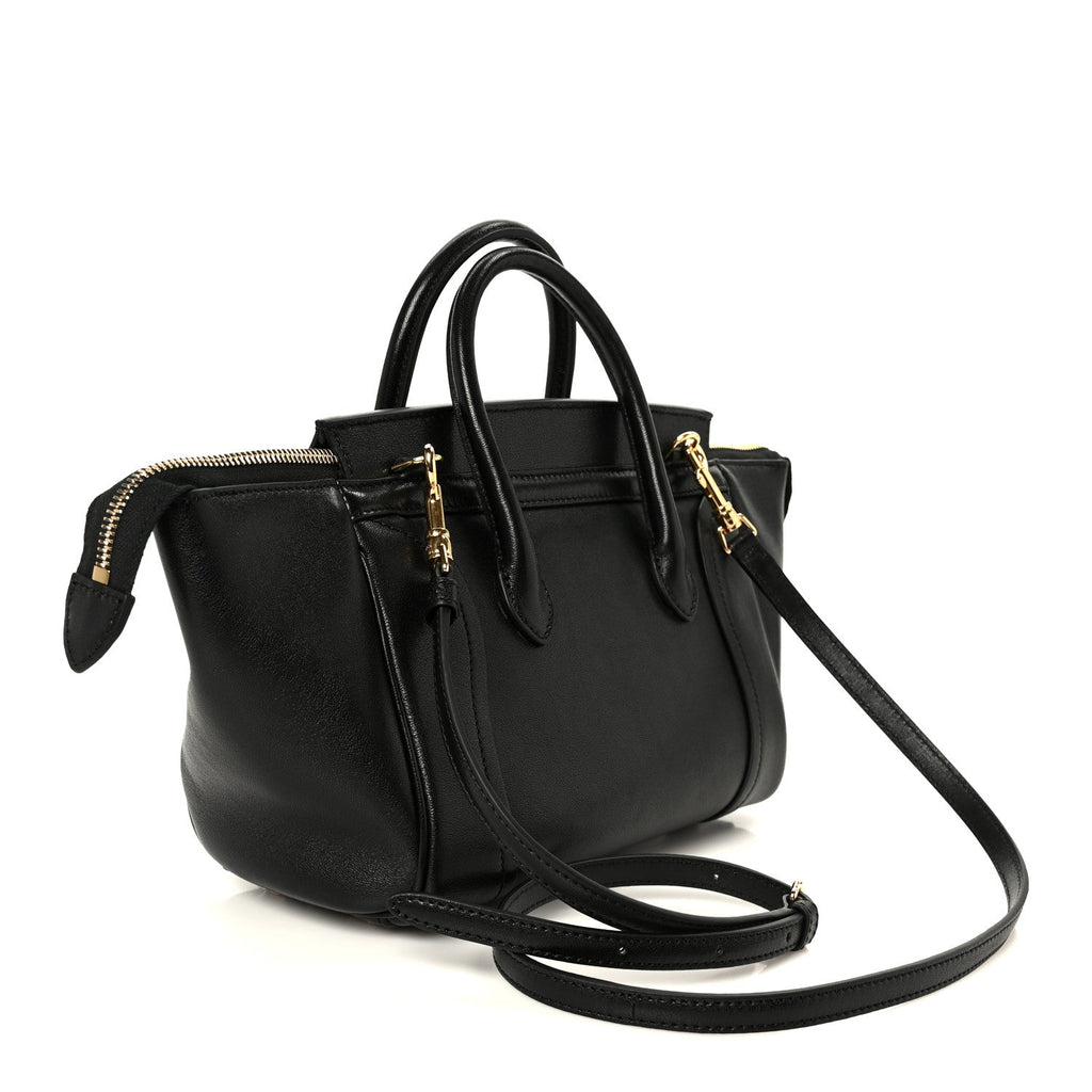 Supple Shiny Lambskin Little New Luggage Black