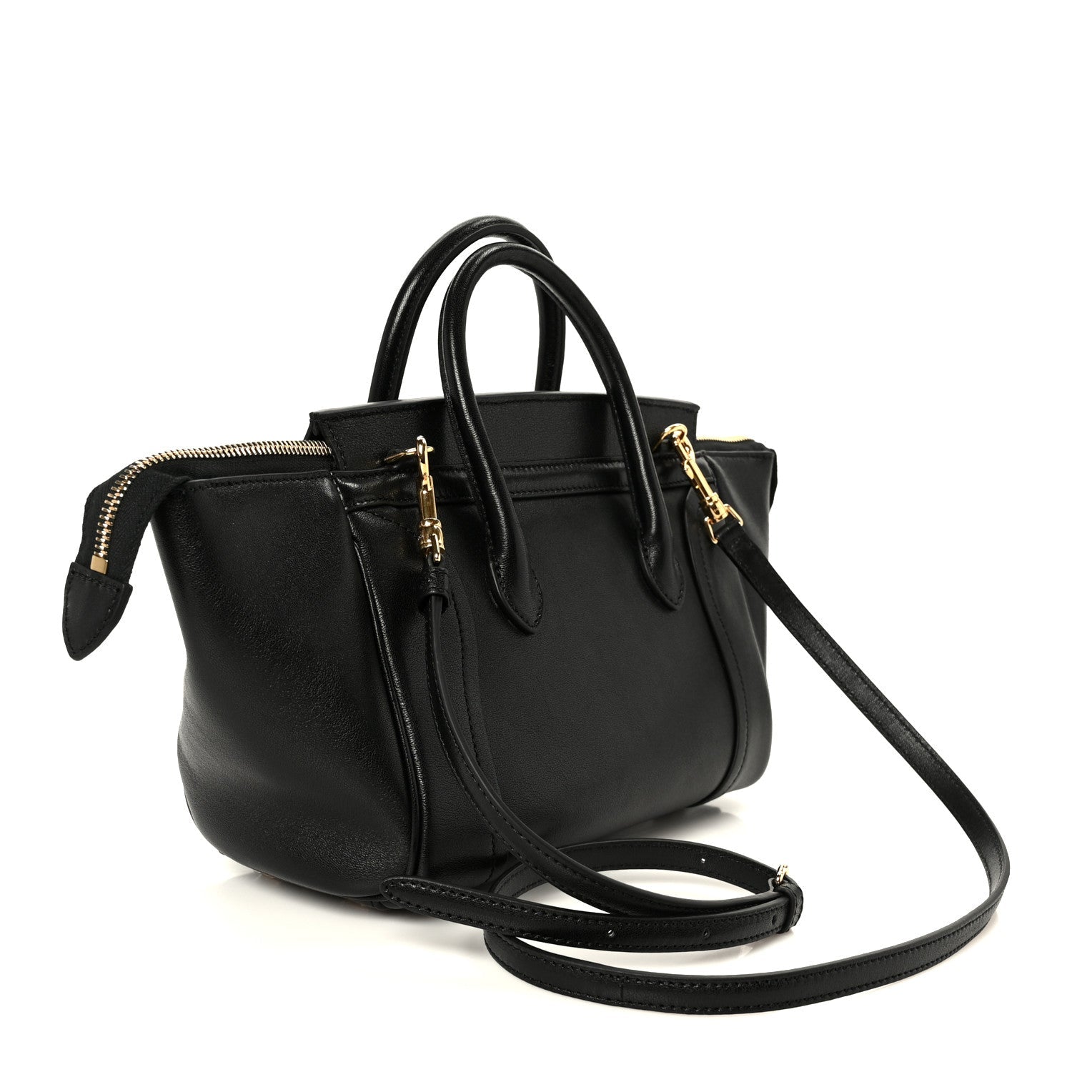 Supple Shiny Lambskin Little New Luggage Black