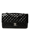 Patent Quilted Secret Label Medium Flap Black