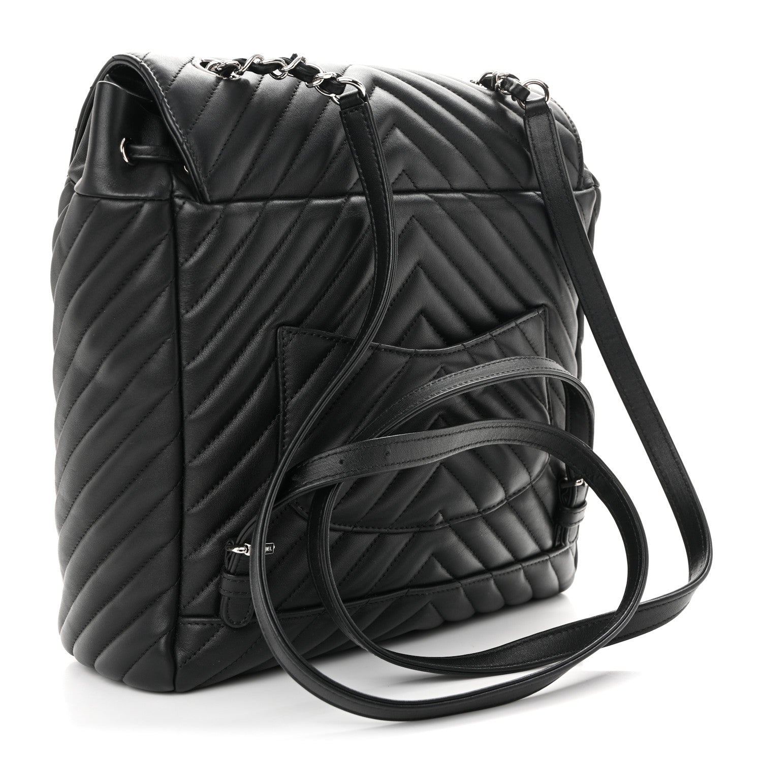 Calfskin Chevron Quilted Large Urban Spirit Backpack Black