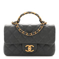 Caviar Quilted Mini Handy CC Flap Grey