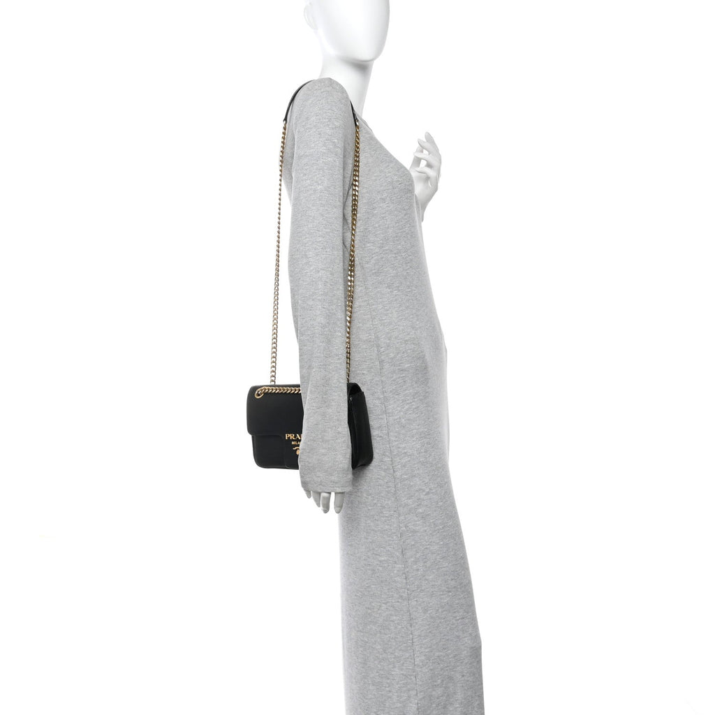 Saffiano Flap Shoulder Bag Black