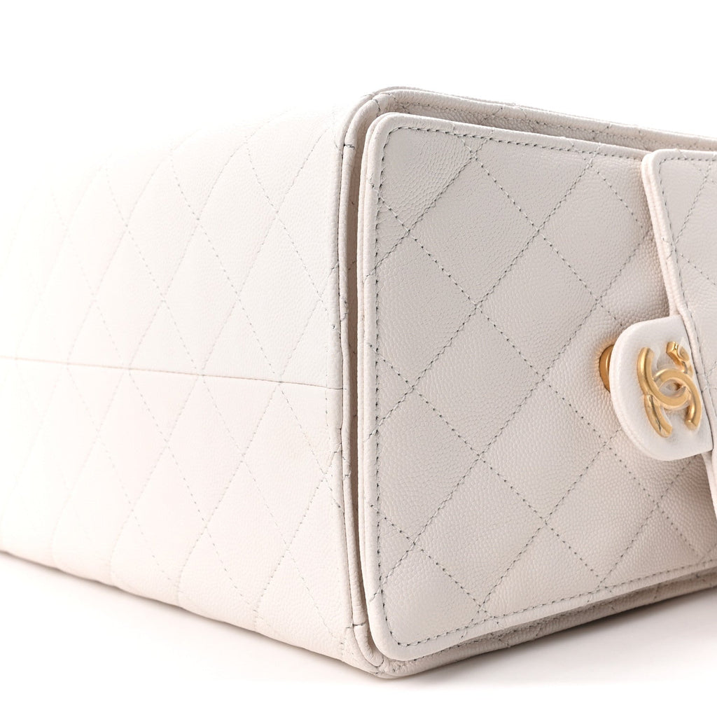 Caviar Quilted Medium Chanel 25 Handbag White