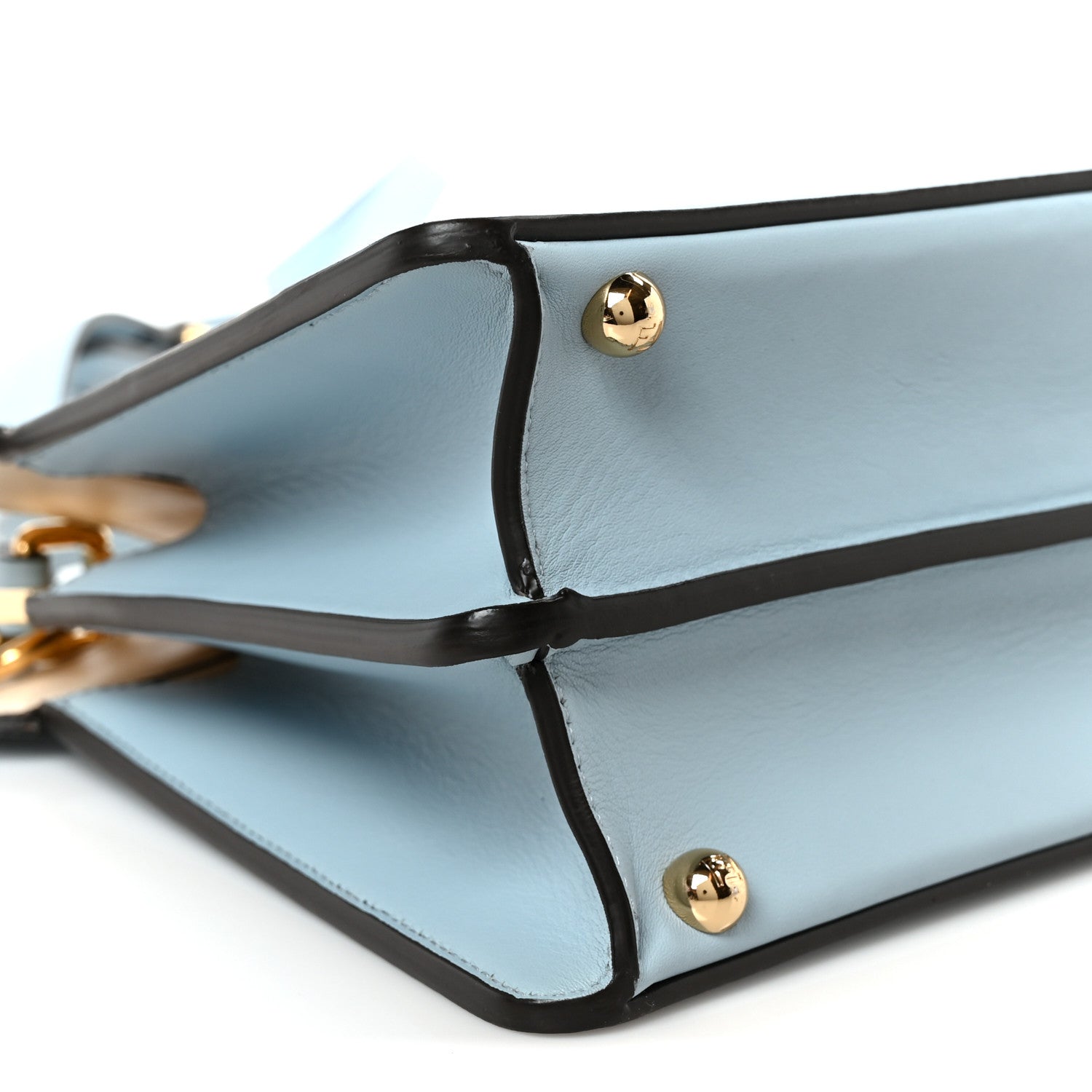 Vitello Seta Shiny Nappa Small Peekaboo I SEE U Satchel Azzurro Baby Camelia