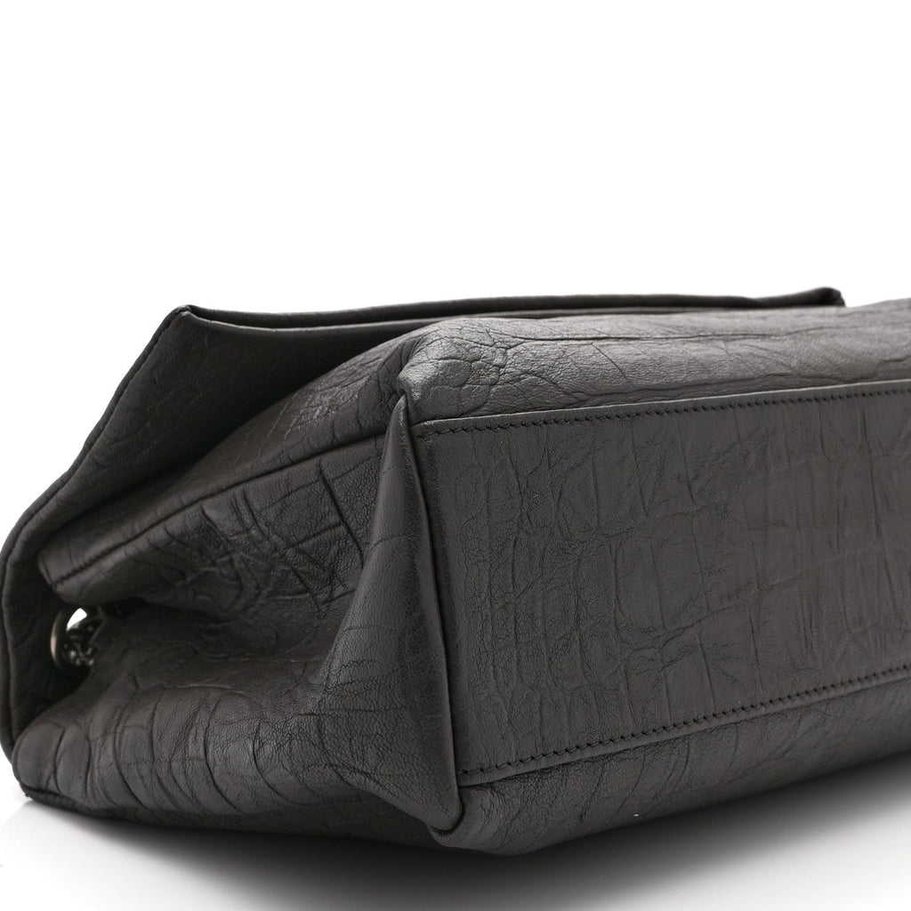 Calfskin Crocodile Embossed Medium West Hollywood Monogram Fold-Over Earth