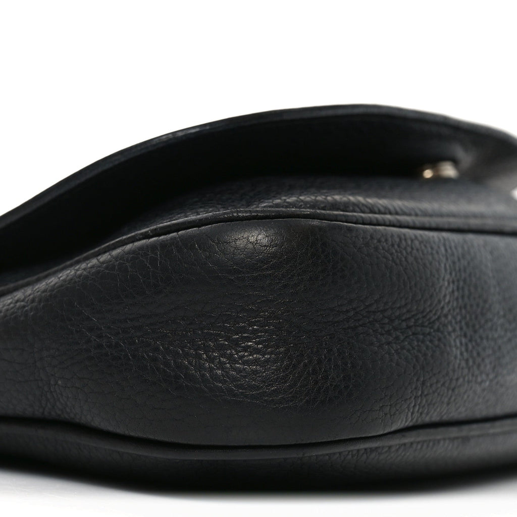 Pebbled Calfskin Medium Soho Flap Crossbody Black