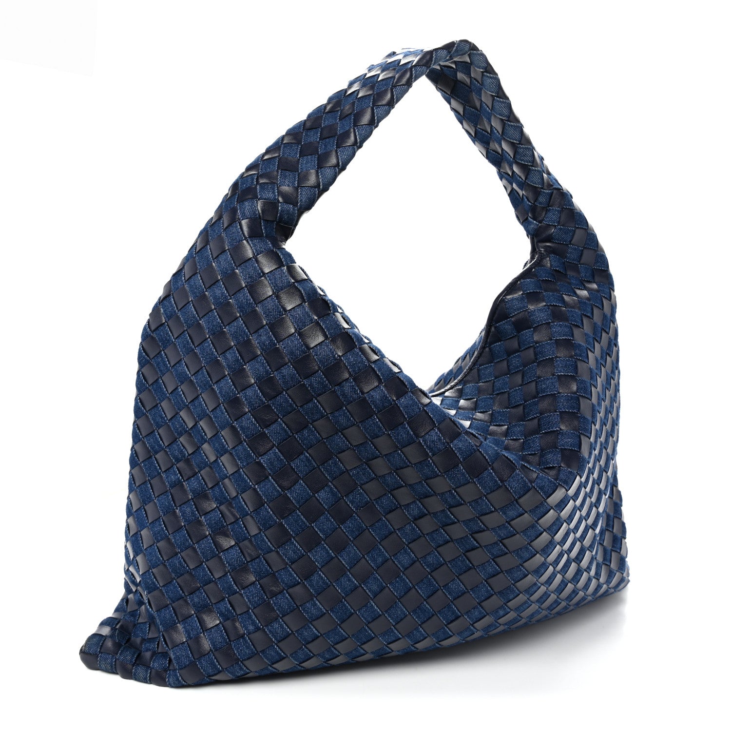 Denim Calfskin Intrecciato Large Hop Abyss Indigo