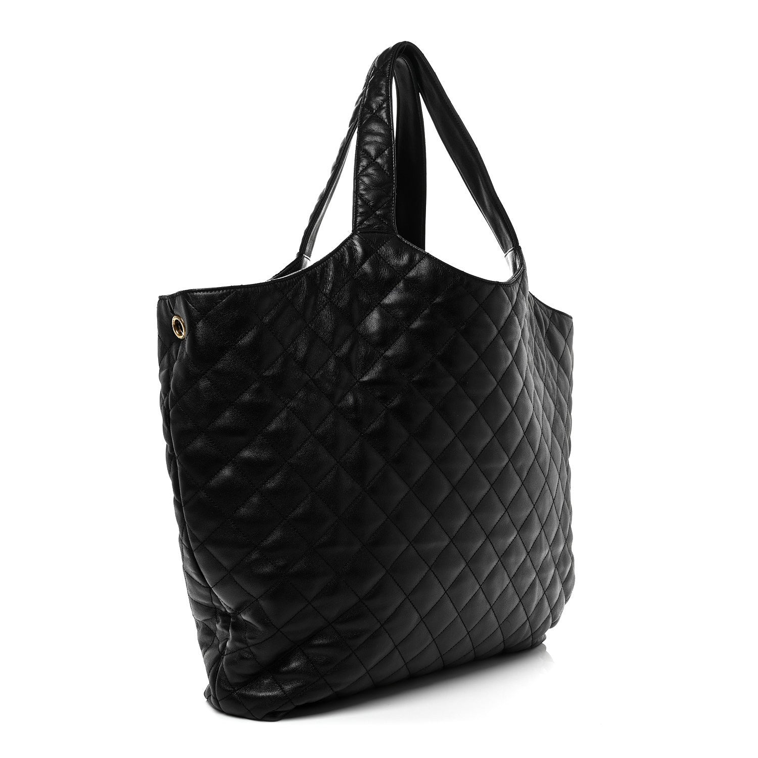 Lambskin Quilted Maxi Icare Shopping Tote Black