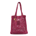 Raffia Summer Banana Tote Fuchsia Rose