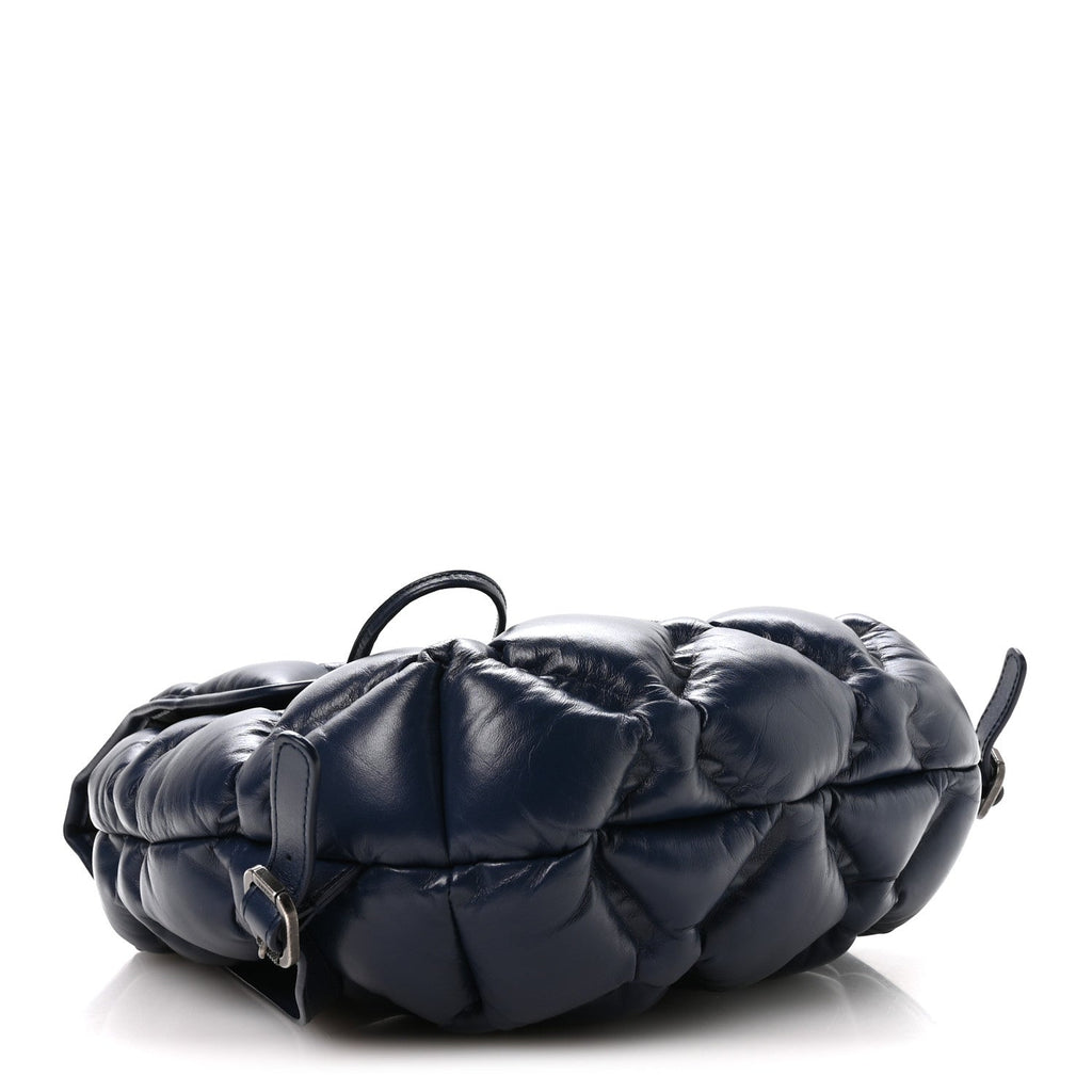 Calfskin Quilted Chesterfield Backpack Blue