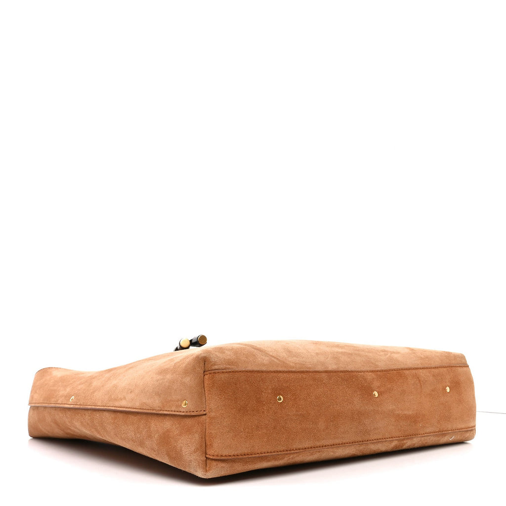 Suede Calfskin Marcie Hobo Bag Black Tan