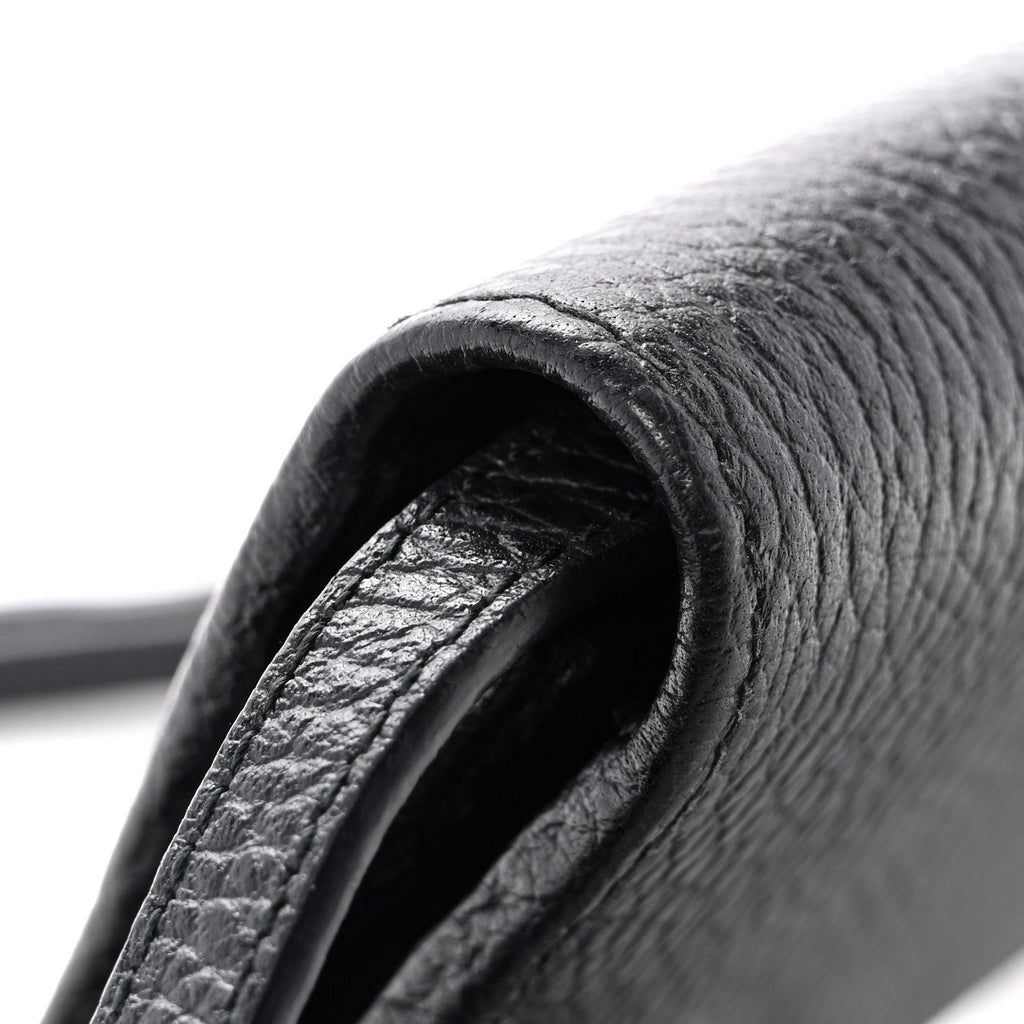 Dollar Calfskin Mini Swing Wallet Bag Black