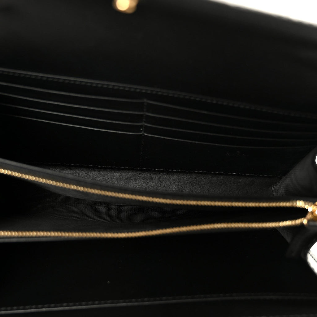 Calfskin GG Debossed Chain Wallet Black