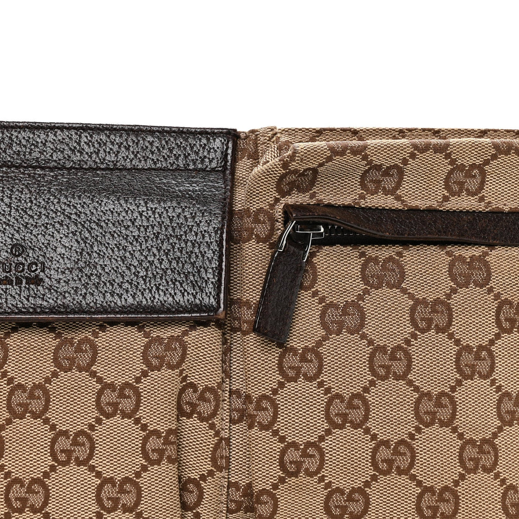GG Monogram Double Pocket Belt Bag Dark Brown