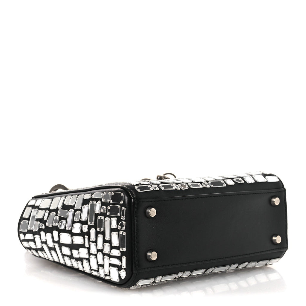 Smooth Calfskin Embroidered Mini Mosaic of Mirrors Lady Dior Black