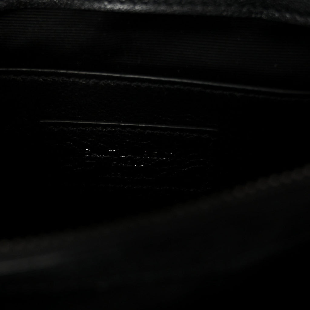 Sheepskin Matelasse Chevron Monogram Medium College Bag Black