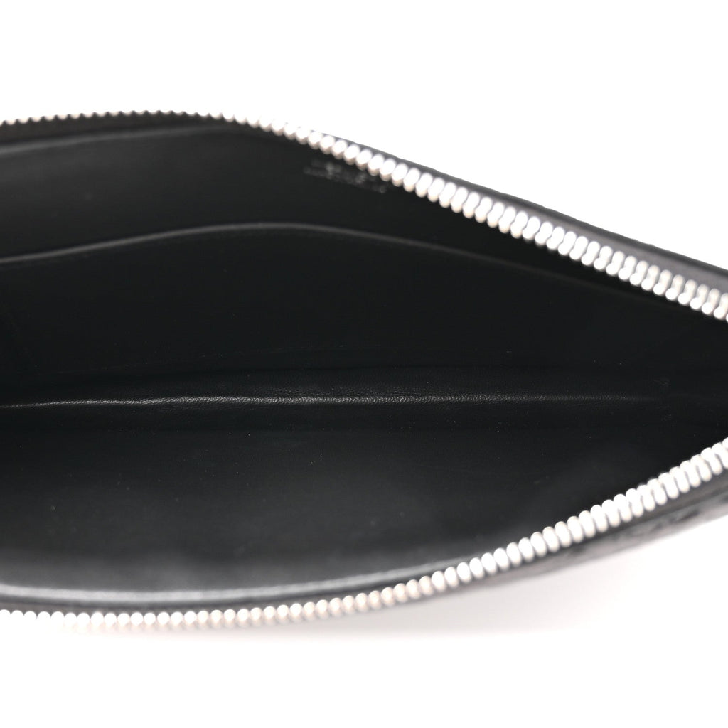 Shiny Porosus Crocodile Lisse Kelly Cadena Clutch Black