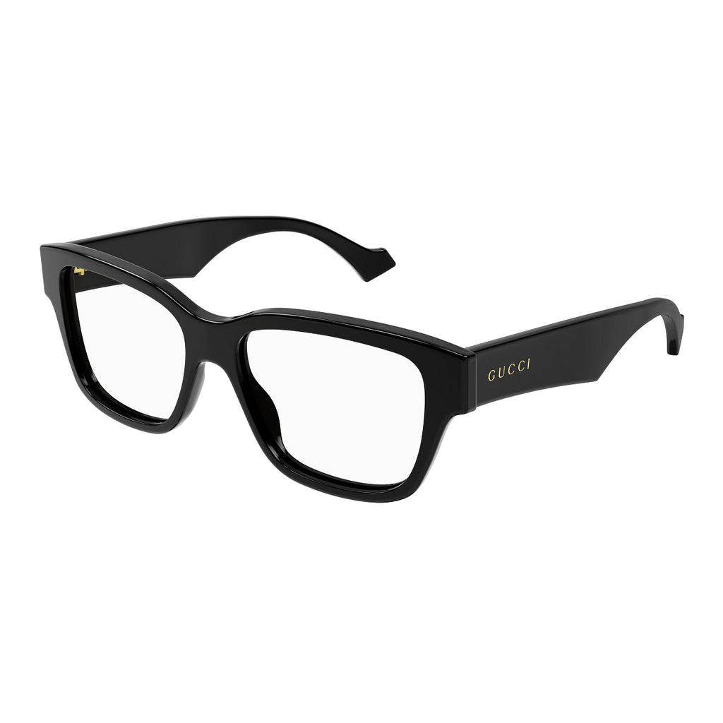Gucci Eyeglasses Square Full Rim, Shiny Black Frame and Clear Demo Lenses Lens GG1428O004
