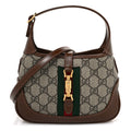 GG Supreme Monogram Azalea Calfskin Web Mini Jackie 1961 Hobo Beige Ebony Brown Sugar