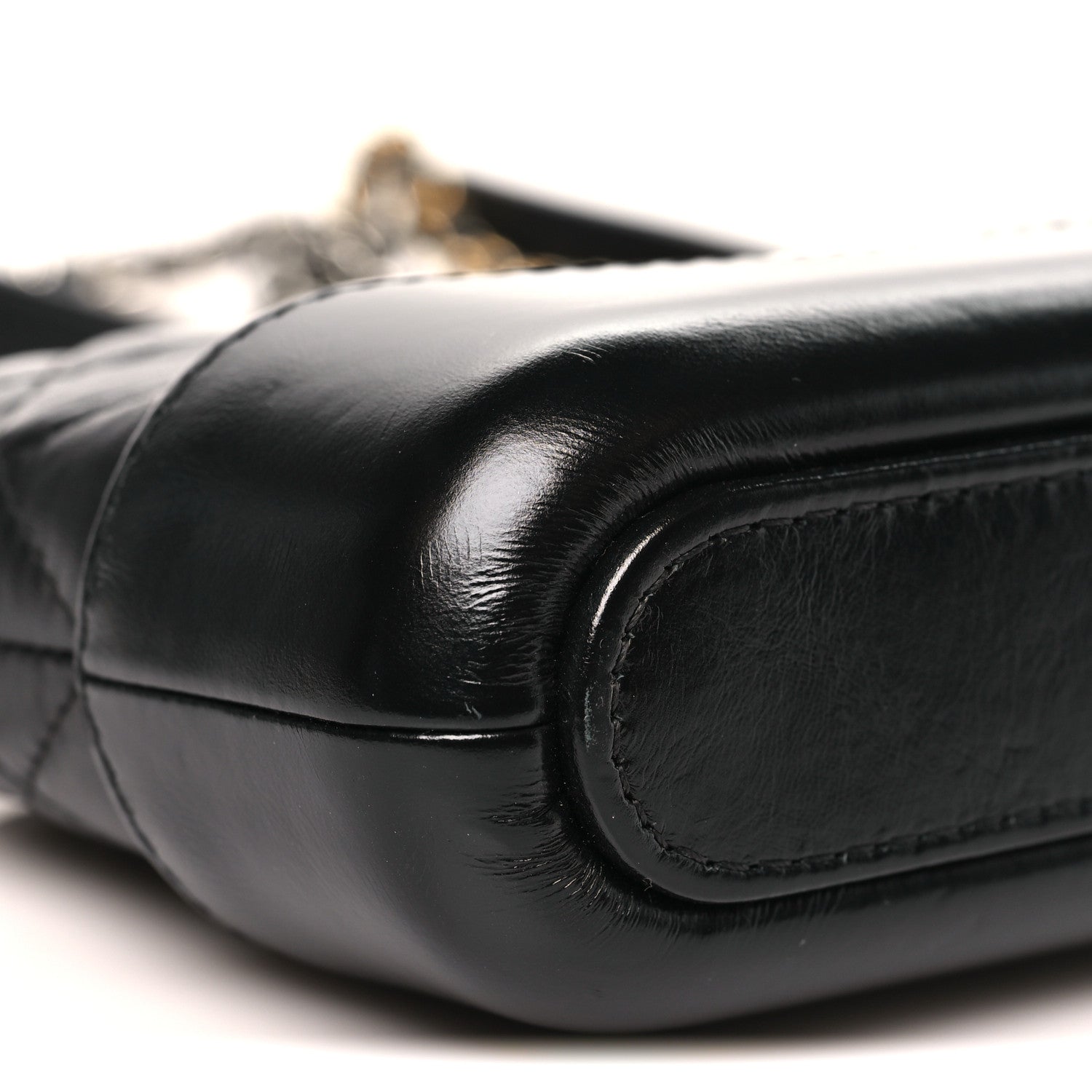 Aged Calfskin Quilted Small Gabrielle Clutch With Chain Black