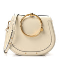 Calfskin Suede Medium Nile Bracelet Bag Off White