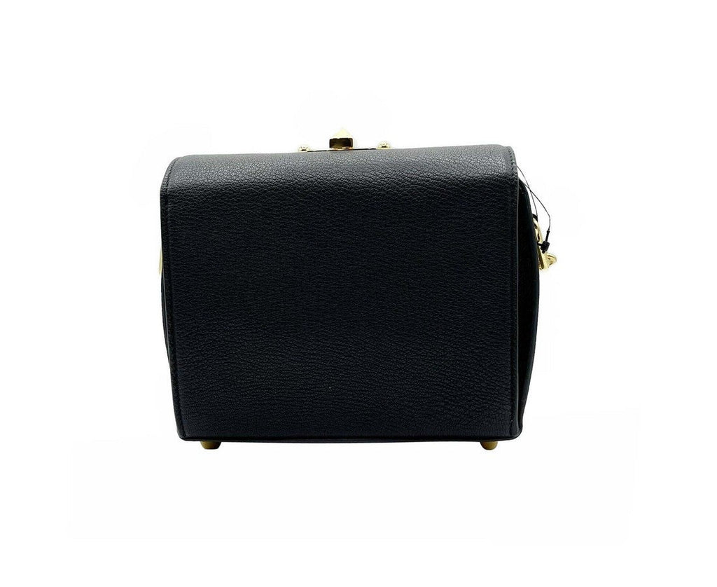 Alexander McQueen Black Leather Box 19 With Gold Hardware Crossbody Bag