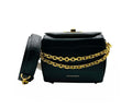Alexander McQueen Black Crocodile Embossed Leather Box 16 Crossbody Bag