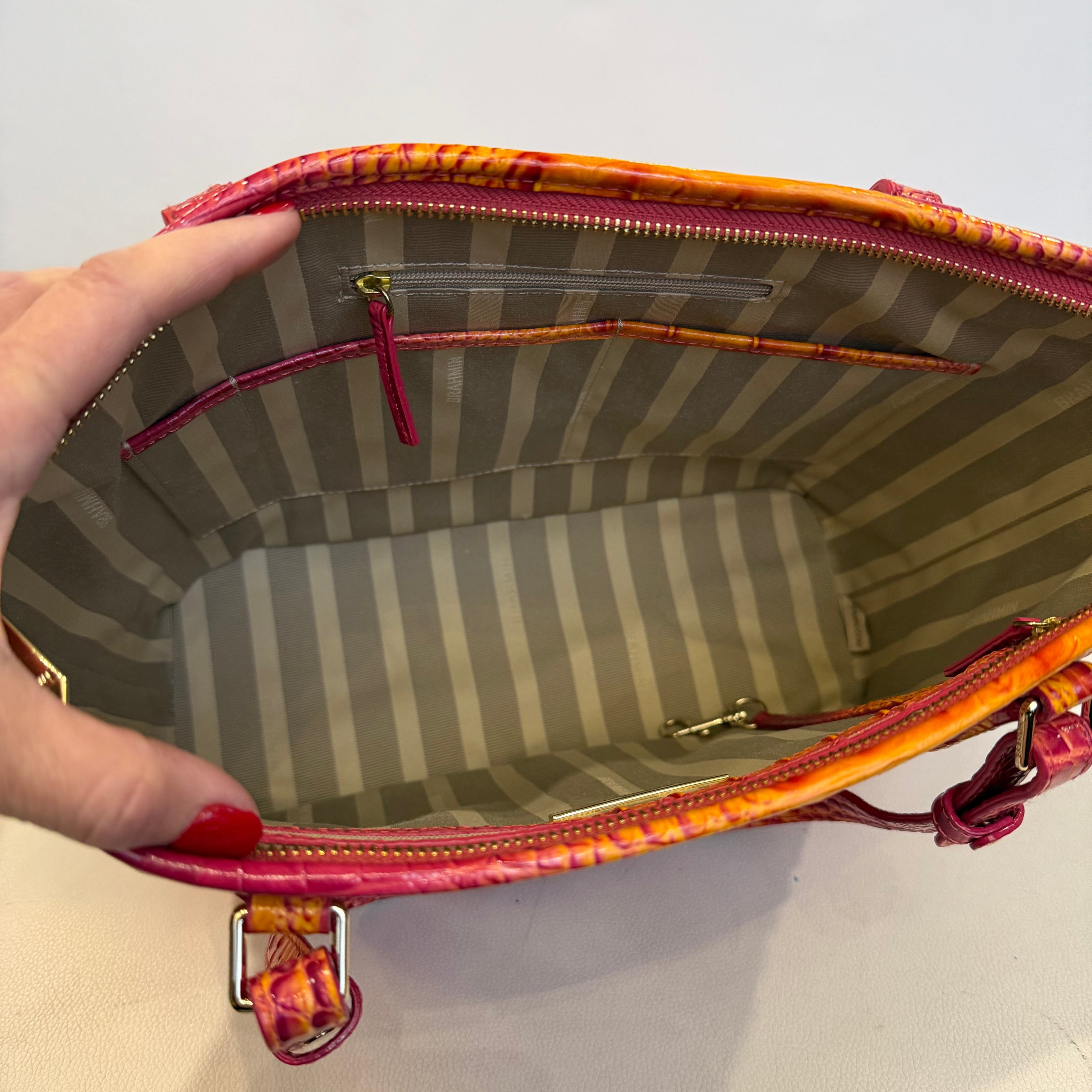 BRAHMIN MEDIUM ASHER PASSION FRUIT Tote Shoulder Bag NWOT