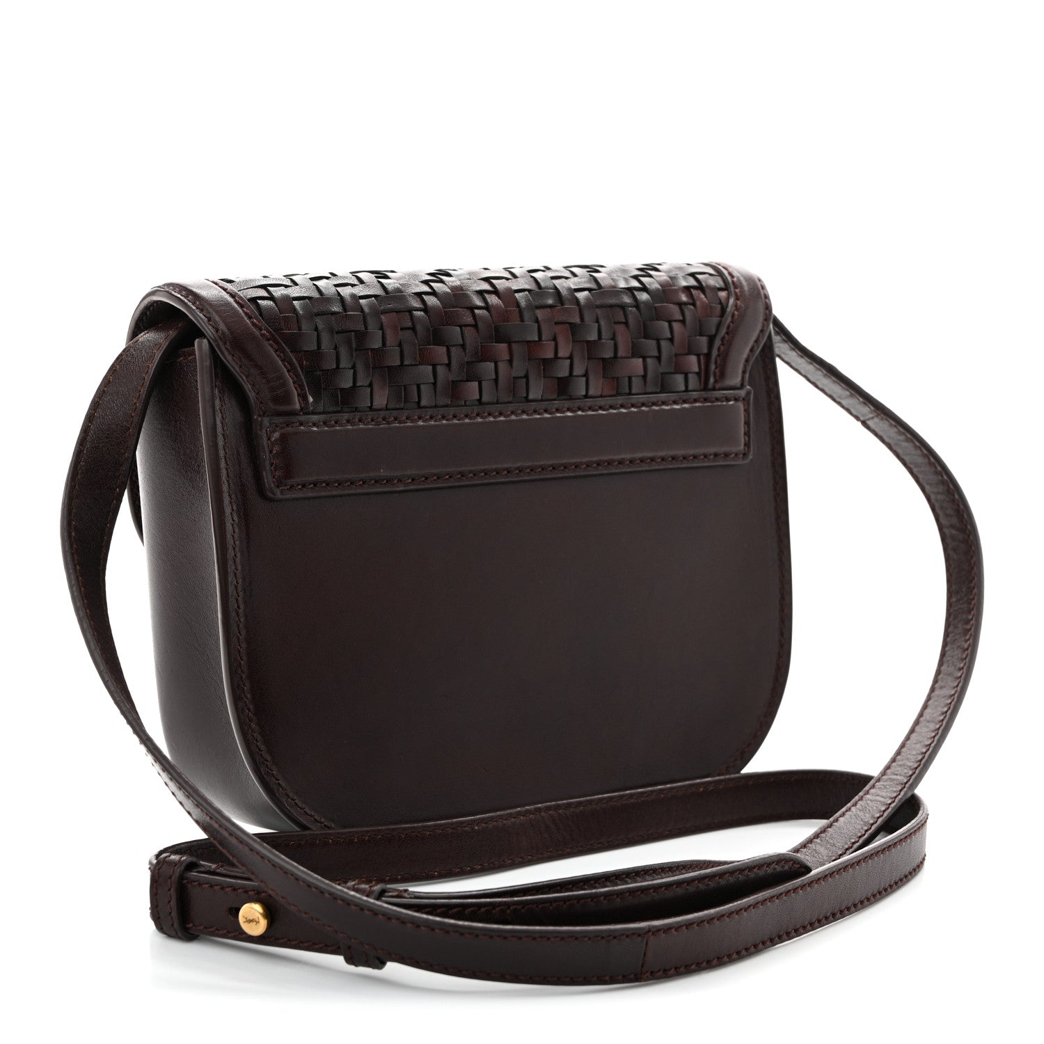 Calfskin Monogram Woven Small Kaia Satchel Burnt Brown