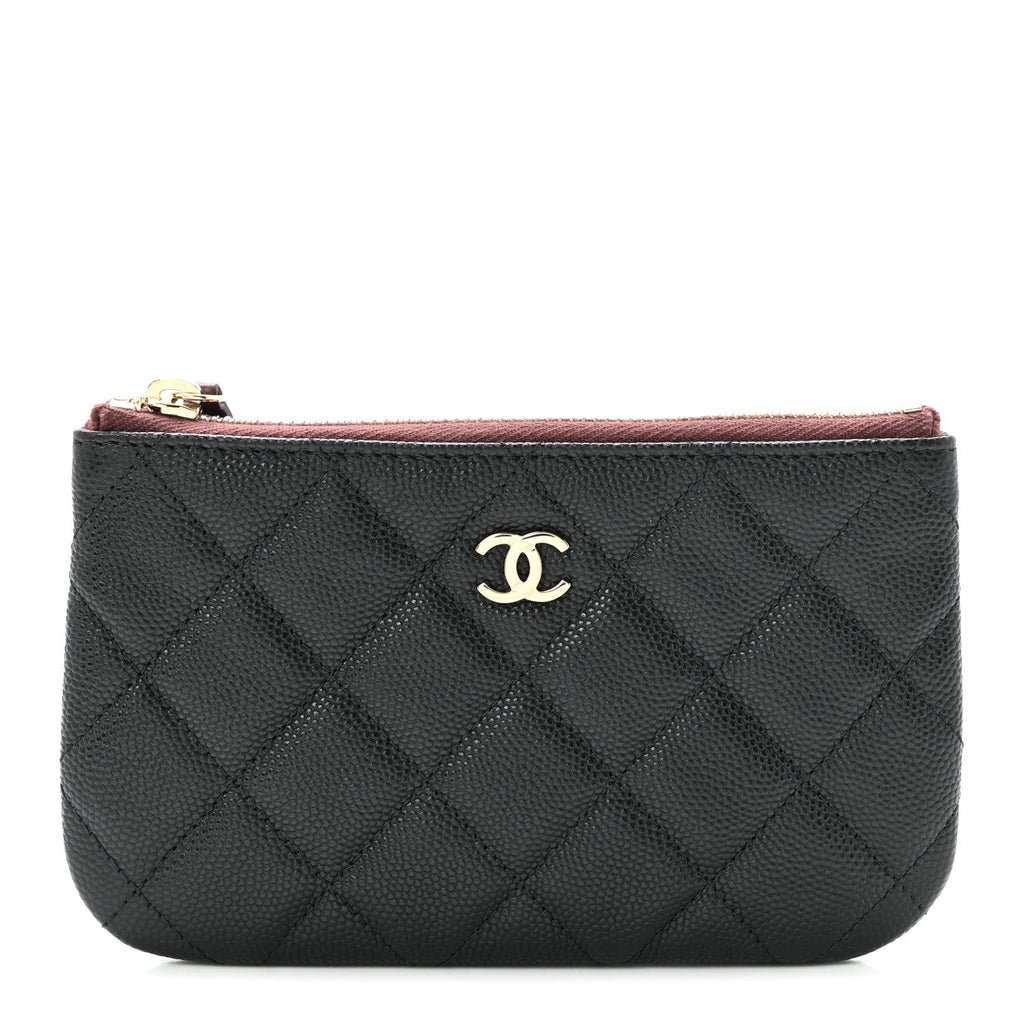 Caviar Quilted Small Cosmetic Case Black