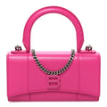 Grained Calfskin Tonal B Hourglass Top Handle Crossbody Phone Holder Fuchsia